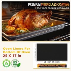 2 Pack Oven Liners for Bottom of Oven, 17″x25″ Heavy Duty NonStick Oven Liner…