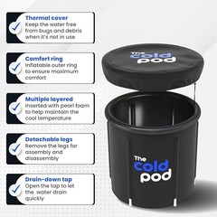 The Cold Pod Cold Plunge Tub – 88 Gallons, Solid Black, Nylon & PVC