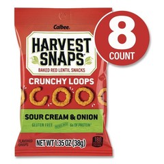 Green Rabbit 22002516 1.35 oz Crunchy Loops – Sour Cream and Onion (8/Box) New