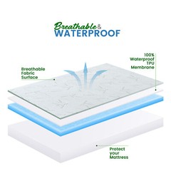Waterproof Bamboo Mattress Protector Hypoallergenic Breathable Fitted Bed Covers