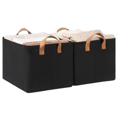 Black 16.5 In. X 10.3 In. Fabric Decorative Basket Set of 2 with Handles