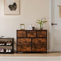 Brown 7 Drawers Dresser Bedroom Fabric Chest of Drawers Organizer Storage Tower
