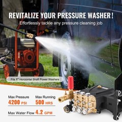 Pressure Washer Pump 1″ Shaft Horizontal Triplex Plunger 4200 PSI 4.2GPM