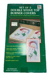 Stove Top Burner Covers Santa Set Of 2 Gas Electric Christmas Holidays Vtg NEW