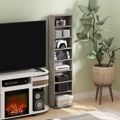Media Storage Cabinet Movie Video Game Organizer DVDs CDs Tower Rack Stand Shelf