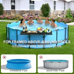 Swim Up Bar Table for Above Ground Pools – 49.4″×9.6″ Galvanized Iron Black