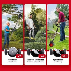 24V Electric Weed Wacker with Wheel | Cordless, 3 in 1 Grass String Trimmer
