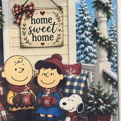 Garden Flag 12×18 Snoopy Charlie Brown Lucy Winter Porch Double Sided Handmade
