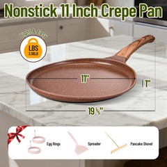 Crepe Pan Nonstick 11 Inch,Dosa Tawa Creamic,For All Stoves,Brown,For Pancake