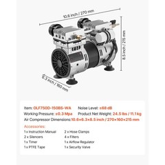 Uimoso Pond Aerator for Lakes up to 3 Acres, 6.7CFM, 1 HP Air Compressor, 745W
