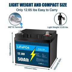 12V 50Ah Lithium Battery LiFePO4 Rechargeable Deep Cycle BMS RV Solar Golf Cart