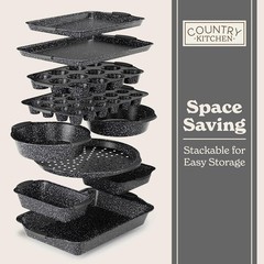 10-Piece Nonstick Stackable Bakeware Set Durable Easy-Release Black
