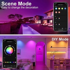 50FT Waterproof LED Strip Lights, APP & Voice Control, RGB Outdoor Indoor Lights