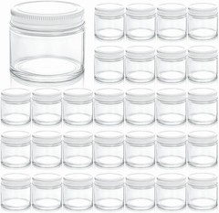 ZEA 30 Pa Small Glass Jars with Lids, 2 Oz Round Clear Straight Sided