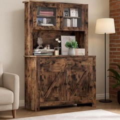 63″ Tall Kitchen Pantry Cabinet with Drawers, Hutch Cabinet with Microwave Stand