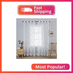 Anytime White Lace Sheer Curtain Panels for Living Room Elegant Window Treatment
