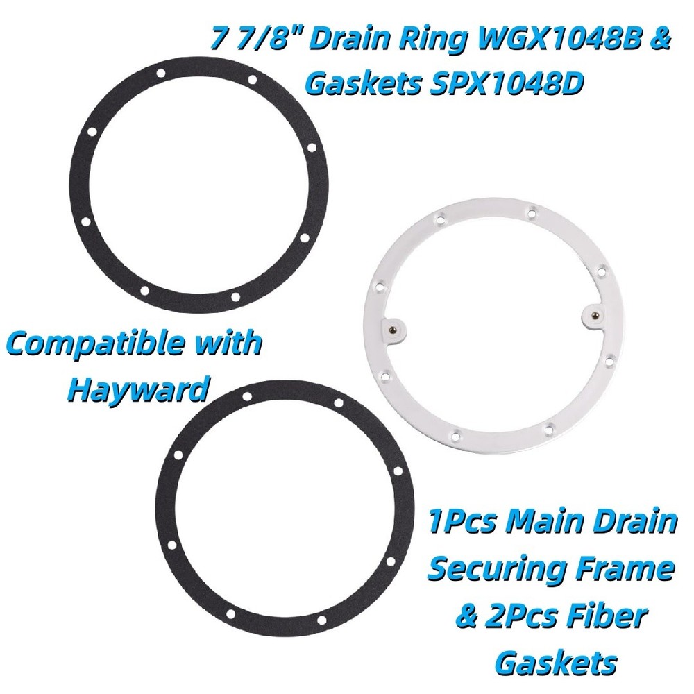 For Hayward 1Pcs 7 7/8″ Drain Ring WGX1048B & 2Pcs Fiber Gaskets SPX1048D New