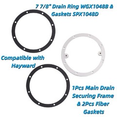 For Hayward 1Pcs 7 7/8″ Drain Ring WGX1048B & 2Pcs Fiber Gaskets SPX1048D New
