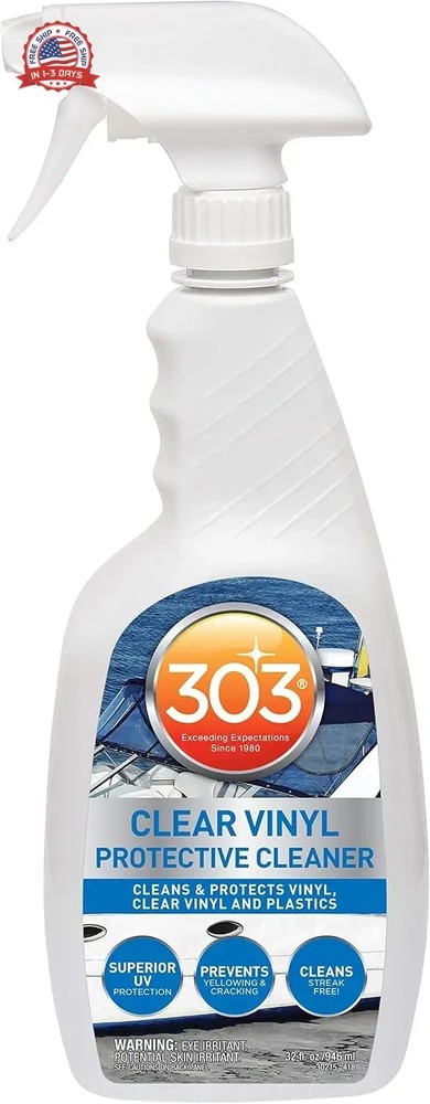 303 Products Marine Clear Vinyl Protective Cleaner, Clear Vinyl Window Cleaner &