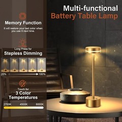 Cordless Table Lamp Portable Battery Powered LED Desk Lamps USB Rechargeable US