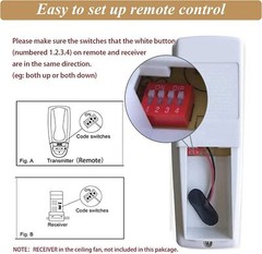 Ceiling Fan Remote Control Replacement for Harbor Breeze Hampton 3 Speed Dimmer