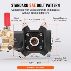 Pressure Washer Pump 1″ Shaft Horizontal Triplex Plunger 4200 PSI 4.2GPM