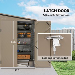 4.6′ x 9′ Metal Outdoor Storage Shed with Lockable Doors, Brown