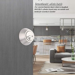 Double Cylinder Deadbolt Door Locks Keyed Alike Both Sides Satin Nickel 2 Pack