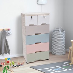 5 Layers Drawer Doll Clothes Storage Cabinet Plastic With Locker Bedroom Armoire