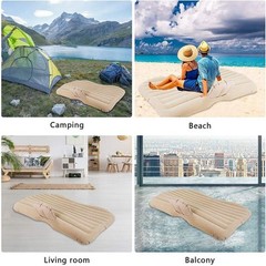 Car Inflatable Mattress Beige, Flocking, Rectangle, Black
