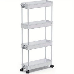 Slim Rolling Storage Cart 4 Tier Organizer Mobile Shelving Unit Utility Cart Tow