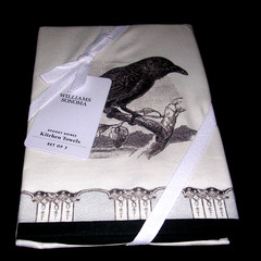 WILLIAMS SONOMA SPOOKY SOIREE KITCHEN TOWELS SET OF TWO 100% COTTON NEW WITH TAG