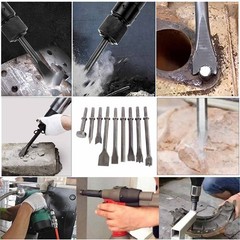A Set Air Hammer Chisels Set, Carbon Steel Air Chisel Bits, Pneumatic Air Hammer