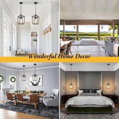 Elegant Farmhouse Black Pendant Light: Adjustable 49.4in Lantern for Any Room