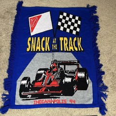 3 Strikes Indy 500 F1 Throw Blanket Unisex 50×37 Blue Racecar VTG