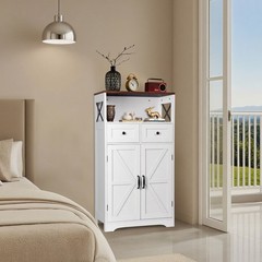 Kitchen Pantry Storage Cabinet with Doors and Shelves Freestanding Cabinet White