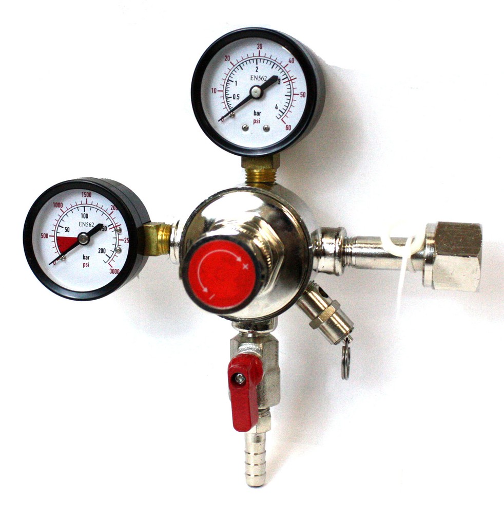 Dual Gauge CO2 System Regulator Shutoff Valve HFS 4 Homemade Brewing Draft Beer