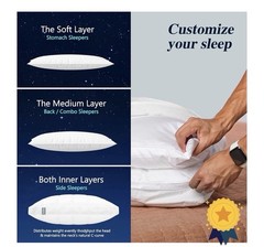 Nuzzle Cooling Adjustable Pillow for Side Queen Size (Set of 2), White