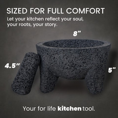 The original Molcajete Mexicano volcanic rock Handmade of Authentic Lava Rock