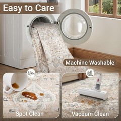 Machine Washable 8′ x 10′ Area Rug – Stain Resistant with Stylish Floral Pattern
