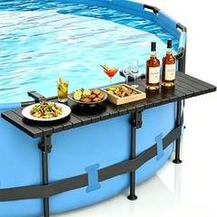 Swim Up Bar Table for Above Ground Pools – 49.4″×9.6″ Galvanized Iron Black