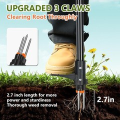 Weed Puller Tool, 3/4 Claw Stand Up Weed Puller Tool with Ergonomic Long Handle