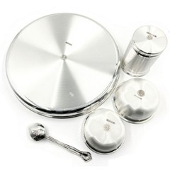 999 Pure Silver 9.0 Inch Hallmarked Indian Thali Youth Dinner Set – Set#02