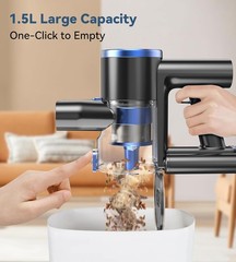 Cordless Vacuum Cleaner 65KPa Lightweight Pet Hair Carpet Hardwood Stick 1.5L