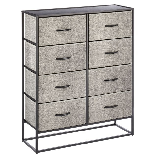 mDesign Wide Modern 8-Drawer Dresser Storage Unit Black/Graphite Gray