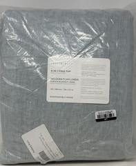 Pottery Barn Belgian Flax Linen Doublewide Blackout Drape 100×108 Mineral Blue