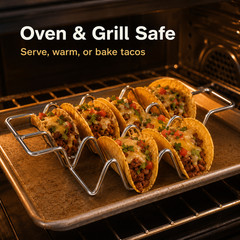 3-Piece Stainless Steel Taco Holder Stand Set Holds 12 Tacos Total Taco Tuesday