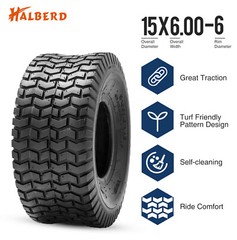 Set Of 4 15×6.00-6 20×8.00-8 Lawn Mower Tires Heavy Duty 4Ply Tubeless Replace