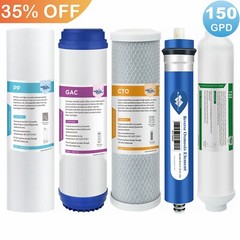 5 Stages Reverse Osmosis System with 150 GPD RO Membrane Water Filter Set 5-Pack