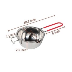 Stainless Steel Double Boiler Pot with Heat Resistant 480ML, Red handle